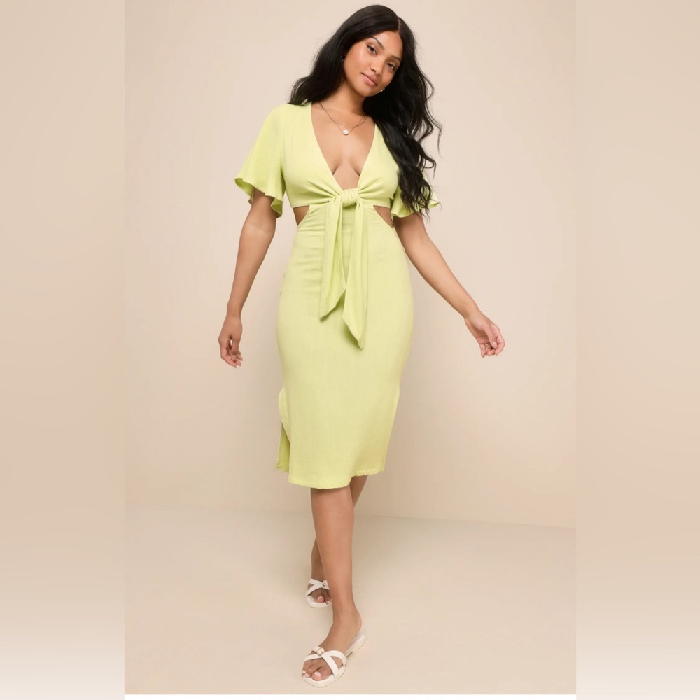 Lulus Summer Journey Light Green Cut Out Dress